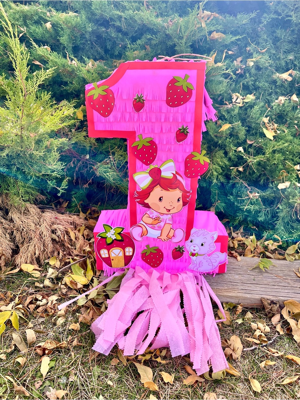 Strawberry Pink Number 1 Party Piñata - Kids Birthday Decoration